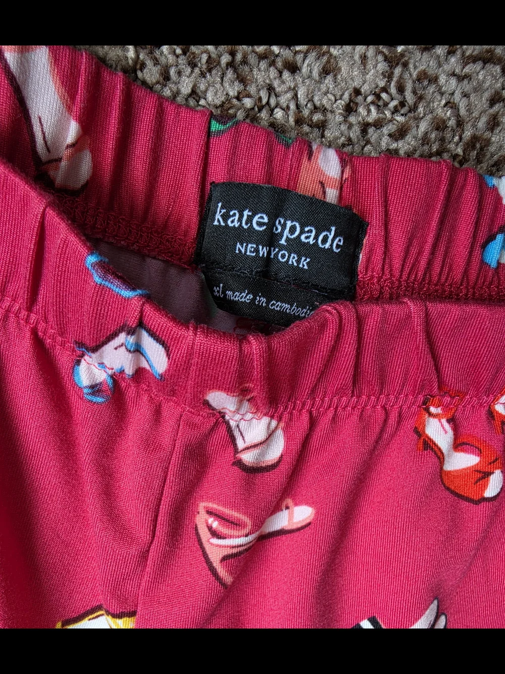 kate spade Bright Pink Shoe-Print Pajama Set